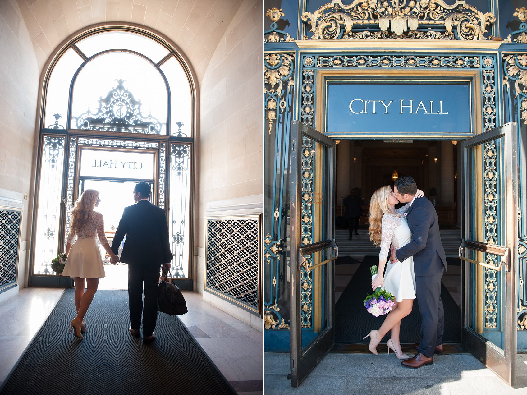 SF City Hall wedding ceremony, at rotunda, san francisco wedding photographer, affordable wedding photography packages, city hall