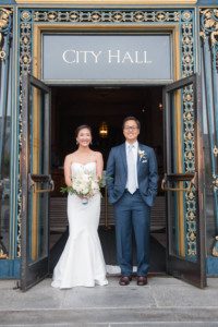 Entrance to San Francisco City Hall - wedding photo by Anna Hogan