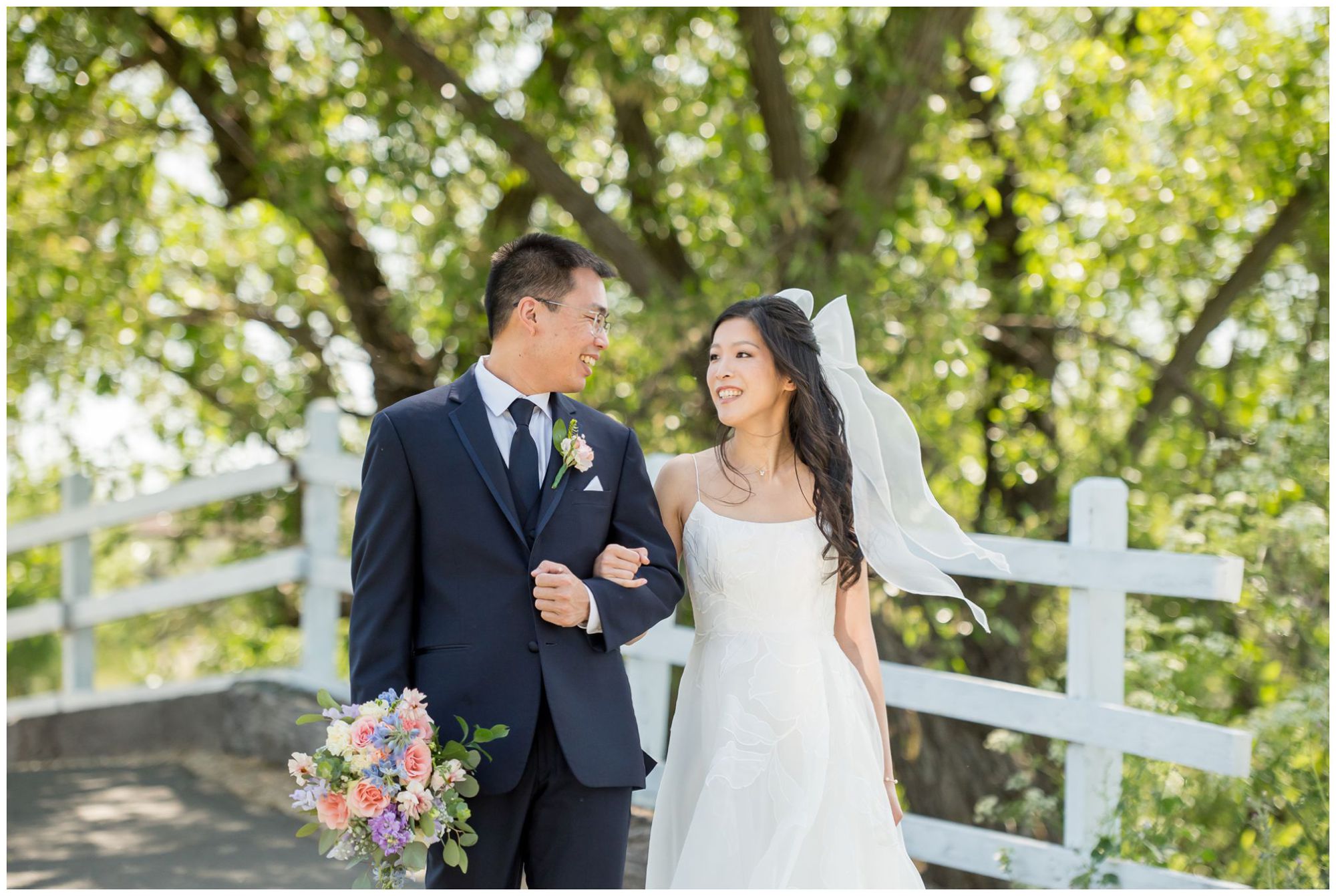 Romantic couple portraits with veil