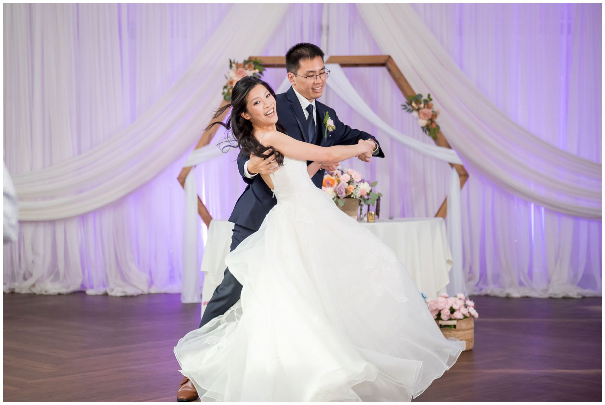 Couple sharing emotional wedding moment